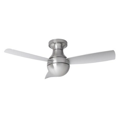 Wac Orb Indoor 3-Blade Smart Flush Mount Ceiling Fan 44in Brushed Aluminum with Remote Control, 120 V F-004